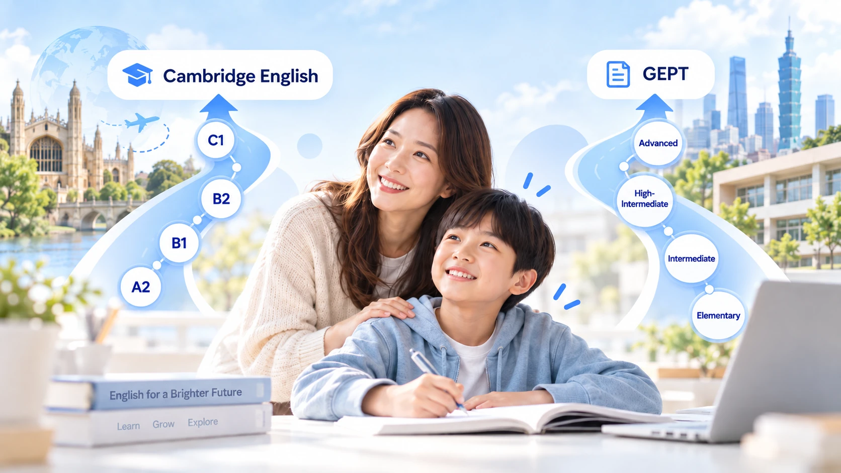 Cambridge English and GEPT exam pathways for English learners in Taiwan.